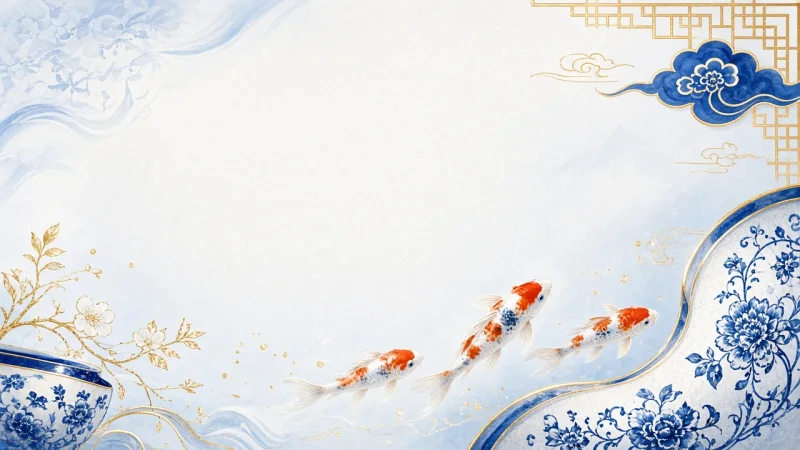 青花锦鲤商贸公司 2026年会总结表彰 PPT 模板免费下载